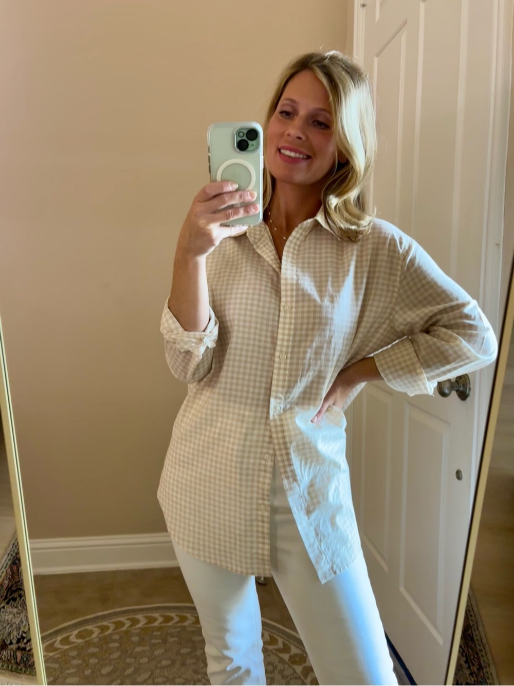 Z SUPPLY PARCHMENT BEIGE COTTON SEAPORT BUTTON UP TOP